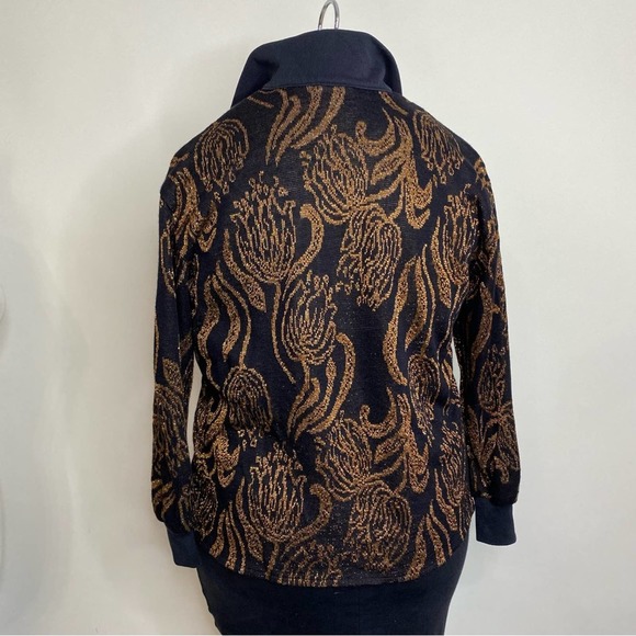 Vintage 80s black & gold metallic sweater 1X - Picture 9 of 11